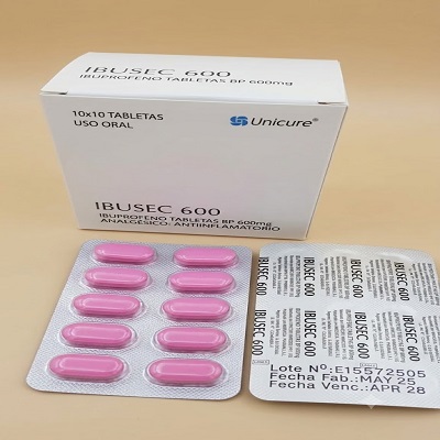 Ibusec 600 Ibuprofeno 600mg x10unidad 1Tira (Unicure)