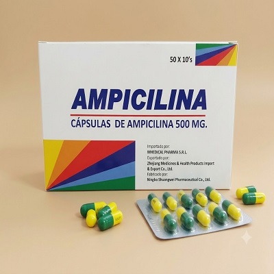 Ampicilina Capsulas 500mg x 10u 1Tira (Mhedical Pharma)