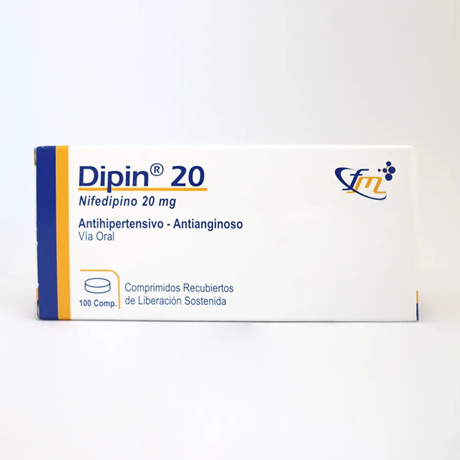Dipin 20 Mg Nifedipino x1unidad (Farmedical caja x100 tira x10)
