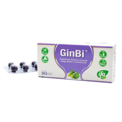 Ginbi Suplemento Ginkgo Biloba Y Vitamina B12 x1 unidad caps (x30)