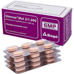 Glemaz 2 Mg/1000Mg Metformina x1unidad (Bago caja x30 tira x6)