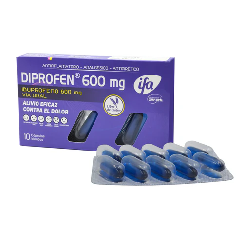 Diprofen 600mg Ibuprofeno Capsula Blandas x10u  1Tira (Ifa)