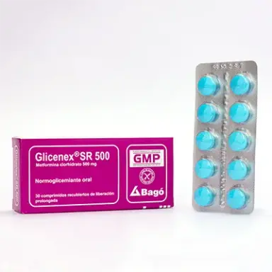 Glicenex Sr 500Mg Metformina x1unidad Tableta (Bago caja x30-tira x10)